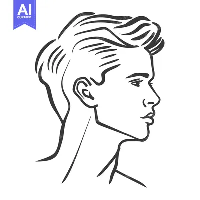 Aset desain premium: Side profile outline of a young man looking forward