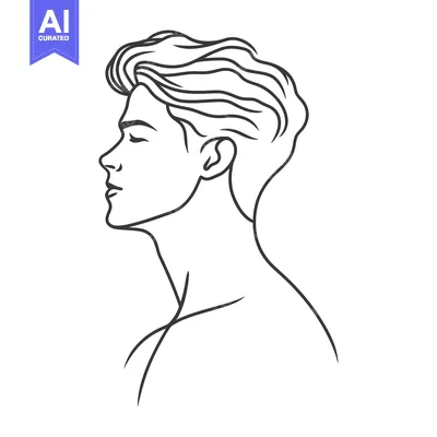 Premium design asset: Simple Line Drawing Showing A Man In Profile With Hair