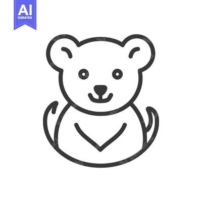 Aset premium populer: An illustrative line drawing showing a cute bear design or symbol