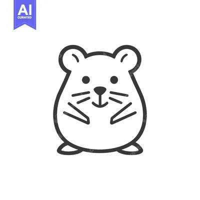 Aset premium populer: A simple outlined illustration of a cute and chubby little rodent
