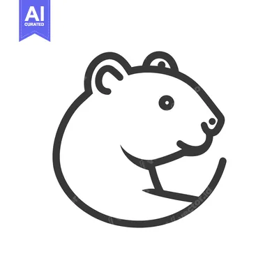 Aset premium populer: Simple minimalist black and white line drawing of a rodent animal