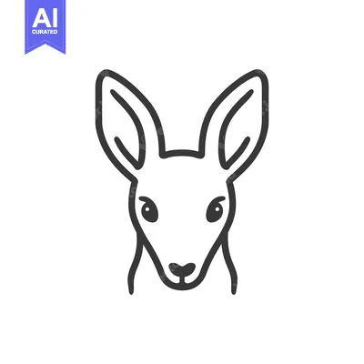 Aset desain premium: A simple black and white outline of a kangaroo face