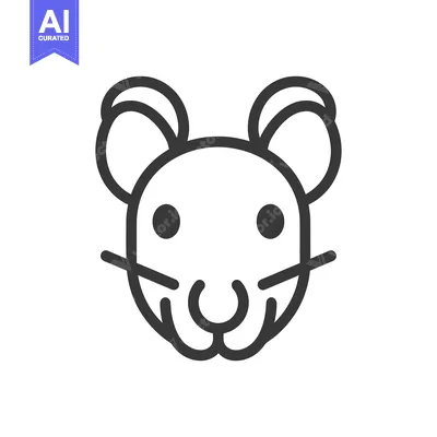 Aset premium populer: A simple and stylized black line drawing of a mouse face