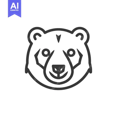 Aset premium populer: A simplified linear outline illustration of a bear face