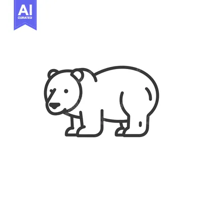 Aset premium populer: A simple line drawing of a large bear standing