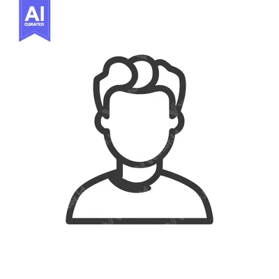 Aset desain premium: Minimalist Man Icon: Faceless Figure with Stylish Hair Outline on Whit