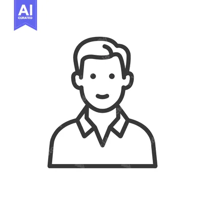 Aset desain premium: Minimalist Line Art Portrait of a Smiling Man in Shirt