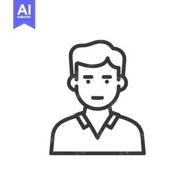 Aset premium populer: Minimalist Man Icon: Simple Outline Portrait with Collar Shirt Design