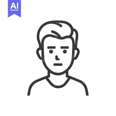 Aset premium populer: Minimalist Man Icon: Clean Line Art Portrait with Modern Hairstyle
