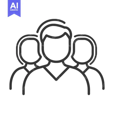 Aset premium populer: Group of three people represented by simple black line art