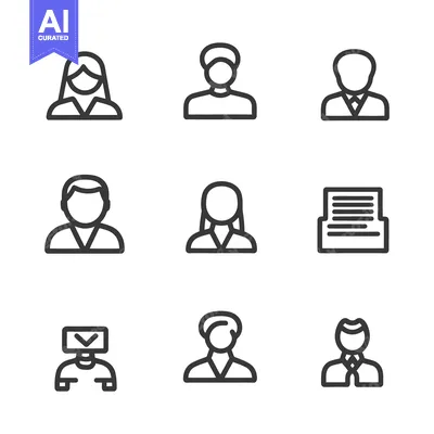 Aset premium populer: Collection of outlined icons representing people and related documents