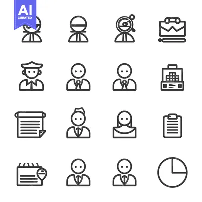 Aset premium populer: Collection of simple icon illustrations of various professions and ele