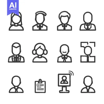 Aset desain premium: Simple graphic icons depicting different human figures and characters