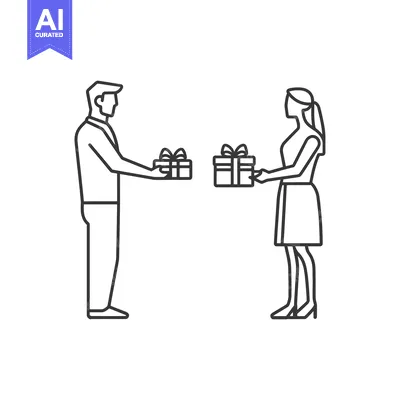 Popular premium asset: Man and Woman Exchanging Gifts
