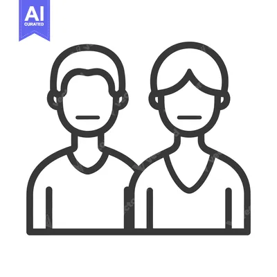 Premium design asset: Two minimalistic figures of people displayed in a simplistic illustrat