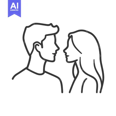 Premium design asset: A man and woman facing each other in silhouette profile