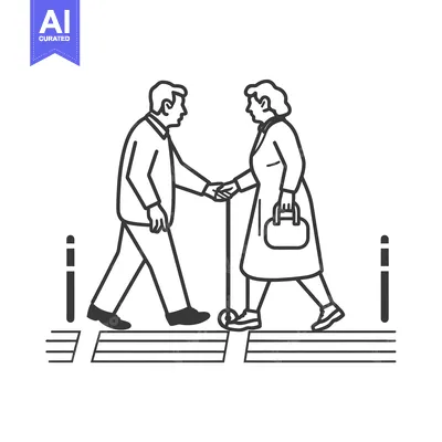 Aset premium populer: Man and Woman Shaking Hands at a Crosswalk