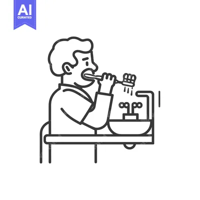 Man Brushing His Teeth In Front Of A Sink