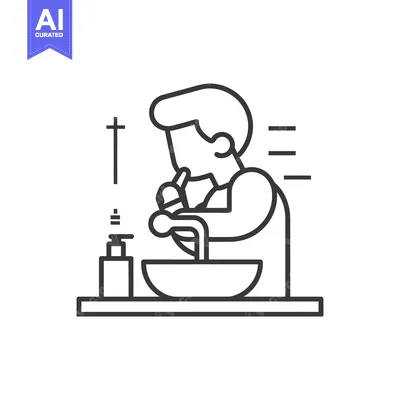 Man Brushing Teeth in Bathroom Sink with Toothbrush and Toothpaste
