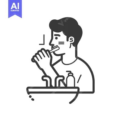 Aset premium populer: Man Brushing Teeth In Bathroom With Sink And Toothpaste