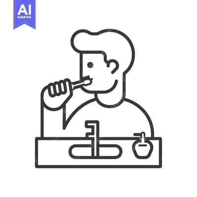 Aset premium populer: Man Brushing Teeth in Bathroom with Sink and Toothpaste