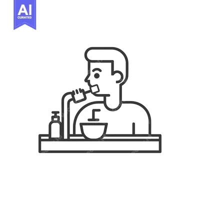Aset premium populer: Man Brushing Teeth in Bathroom with Toothbrush and Toothpaste