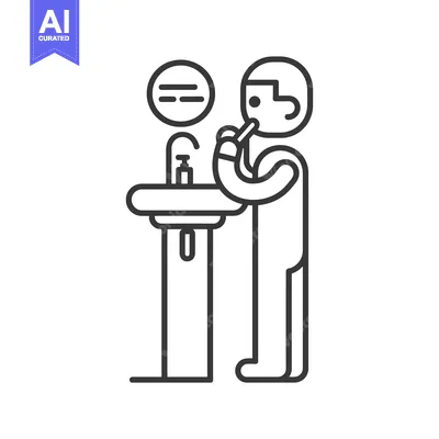 Man Brushing Teeth in Front of a Sink with a Mirror