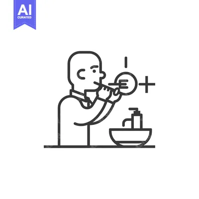 Man Brushing Teeth with Toothbrush in Bathroom