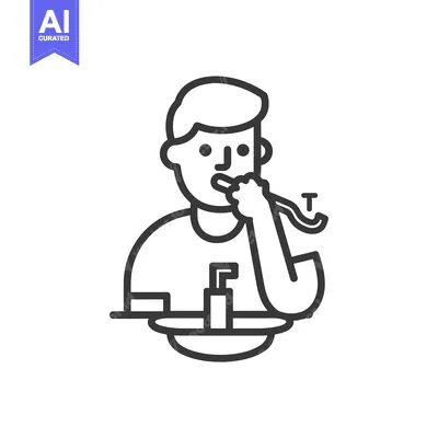 Man Brushing Teeth with Toothbrush in Bathroom