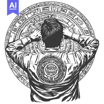 Aset premium populer: Man Encircled by a Detailed Circular Design, Possibly a Manhole Cover
