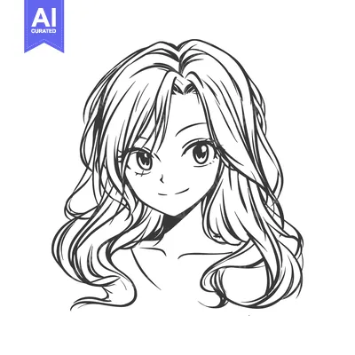 Aset premium populer: Anime Girl Portrait: Expressive Eyes, Wavy Hair, Manga Style Illustrat