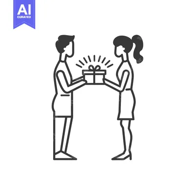 Premium design asset: Man giving a gift to a woman