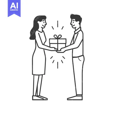 Man giving a gift to a woman with a smile