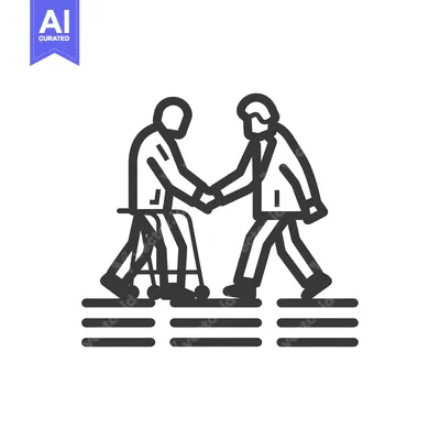 Premium design asset: Man Helping Elderly Person with Walker