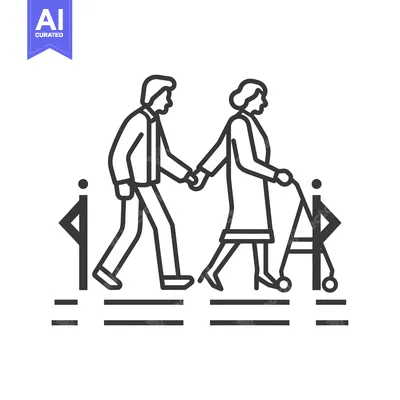 Popular premium asset: Man Helping Elderly Woman Walk with Walker