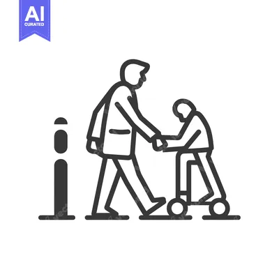 Aset premium populer: Man Helping Senior Citizen with a Walker