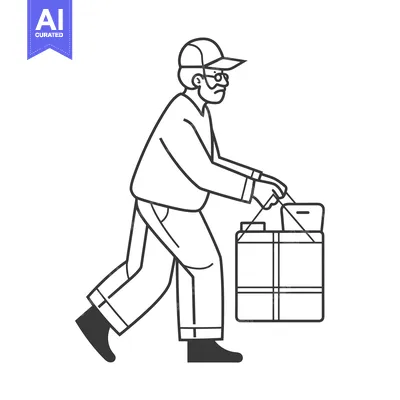 Popular premium asset: Man in a Cap Carrying a Bag of Groceries