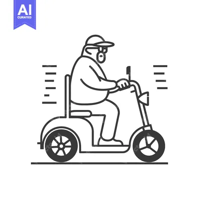 Aset premium populer: Man in a Hat Riding a Motorized Scooter