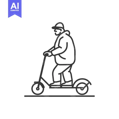 Aset premium populer: Man in a jacket riding a scooter