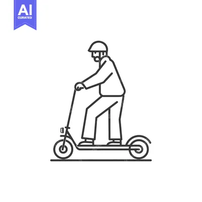Premium design asset: Man in Helmet Riding an Electric Scooter