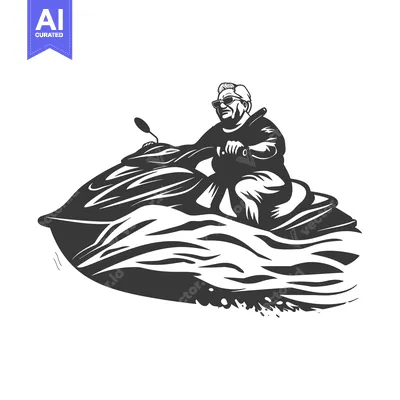 Aset premium populer: Man in Sunglasses Riding a Jet Ski