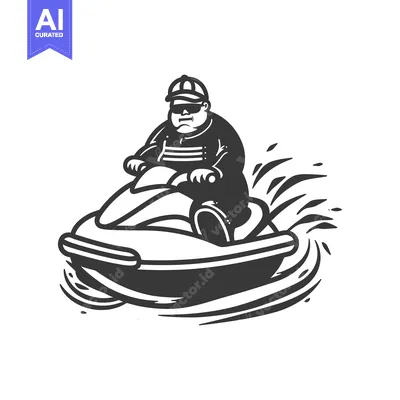 Aset premium populer: Man in Sunglasses Riding a Jet Ski with Water Spraying