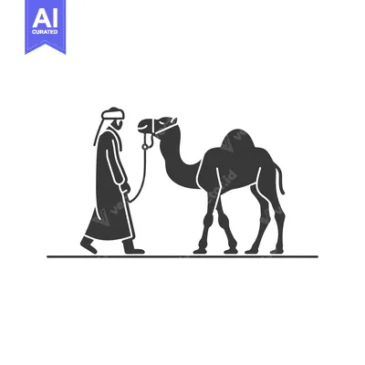 Aset premium populer: Man in Traditional Clothing Leading a Camel