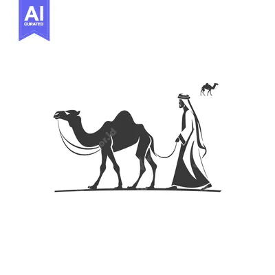 Aset premium populer: Man in Traditional Clothing Leading a Camel