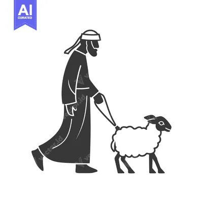 Man in Traditional Clothing Leading a Sheep