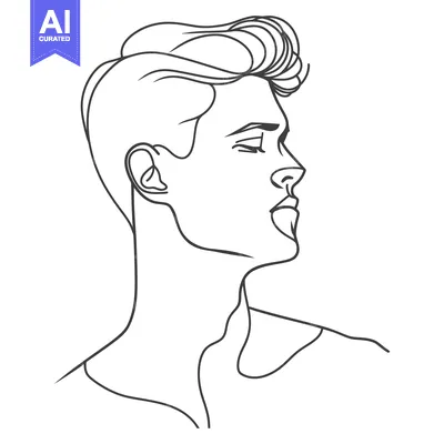 Popular premium asset: Profile of a young man shown in line art illustration