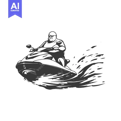 Aset premium populer: Man on a Jet Ski with Splashing Water