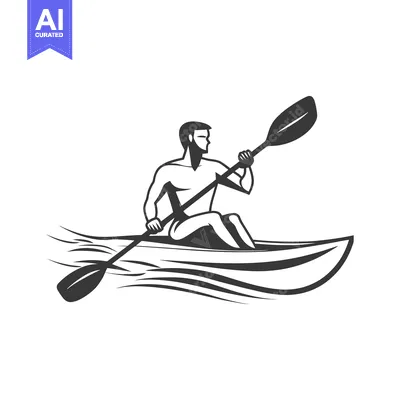 Man Paddling a Kayak in Water with Waves