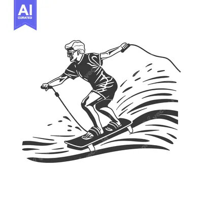 Aset premium populer: Man Riding a Hydrofoil Board on Waves