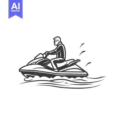 Premium design asset: Man riding a jet ski on the water